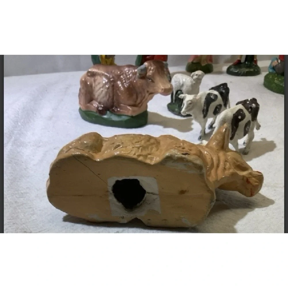 Nativity, Composite And Mache In Italy /japan VintageNativity Set 17 Pieces BinR
